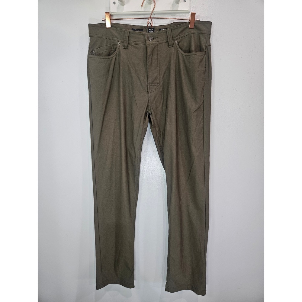 Prana Zion Slim Fit Pants Mens 36x32 Olive Green Recycled Nylon Stretch Hiking
